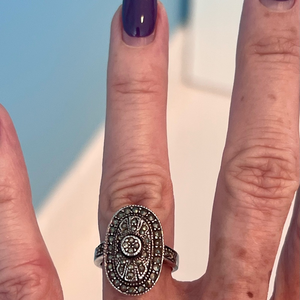 Marcasite Sterling Silver Ring - image 3